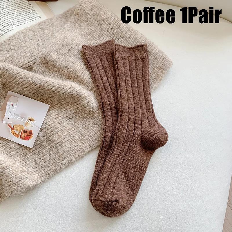 Novas meias de inverno femininas, meias de lã de caxemira, grossas, quentes, meias femininas, meias japonesas, moda harajuku, cor sólida, meias térmicas longas