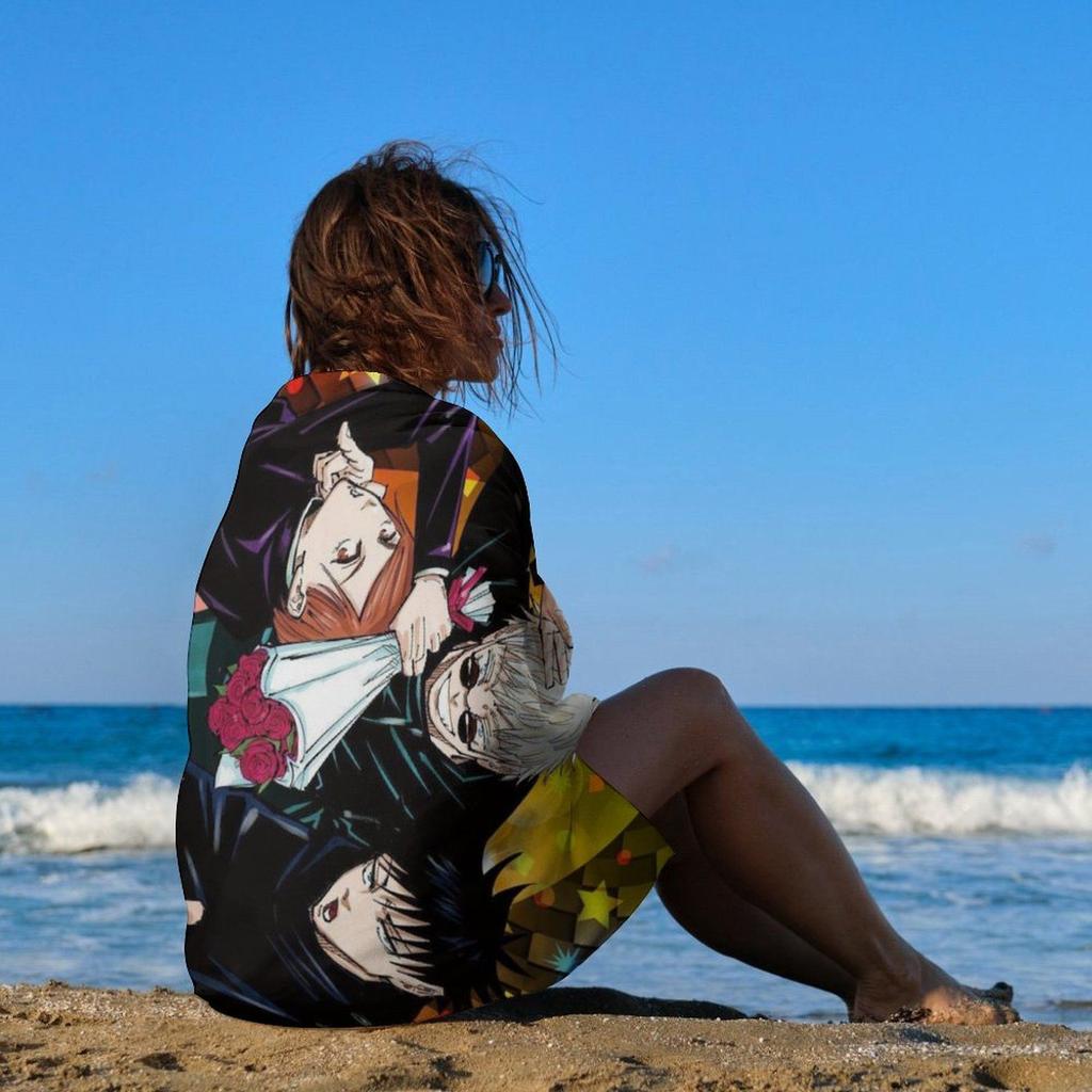 J-Jujutsu Kaise Gojo Satoru Yuji Megumi Toalla de Playa Microfibra Secado Rápido Anime Toalla de Baño Para Piscina Playa Viaje Otaku Fans Regalo
