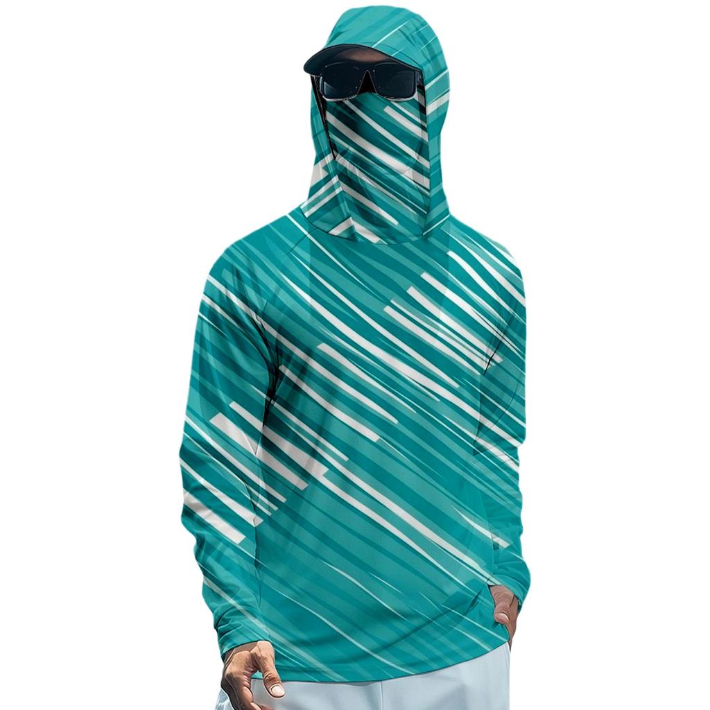 Herren Langarm Sonnen-Hoodie Schnelltrocknendes Angelshirt zum Laufen und Workout
