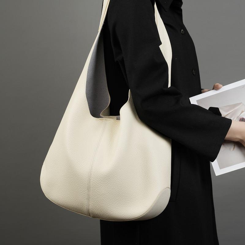 Shoulder Bag Large Capacity Tote Bag First Layer Real Cowhide Bucket Bag Underarm Women's Bag