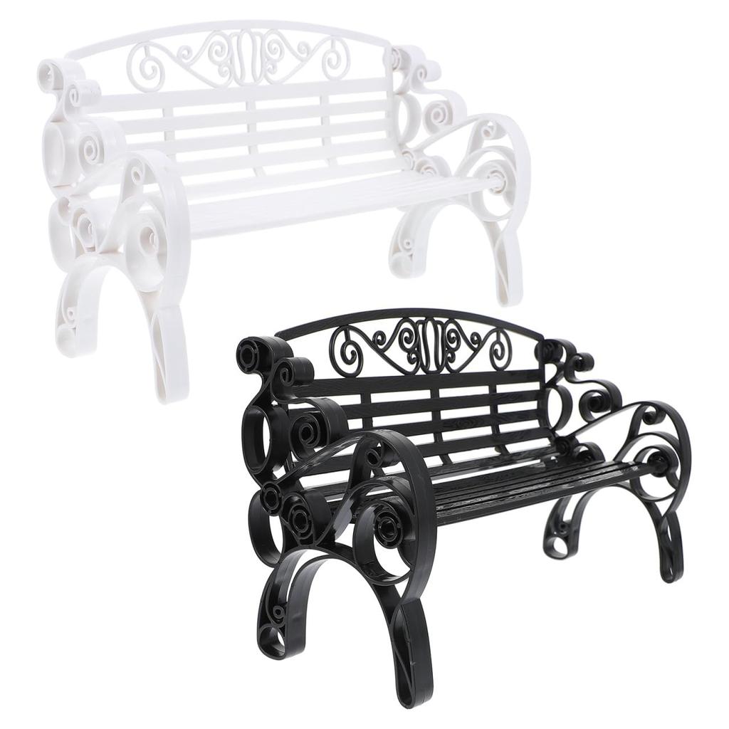 Ipetboom Miniature Made of Modelo with a Durable Perfect for Fairy and DIY Set of 2 Benches, Finish, Dollhouses, Gardens, Projects,