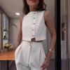 Europäische & Amerikanische Damenmode 2024 Frühling/Sommer Ärmelloses Top & Hochtaillierte Cropped-Hose Set