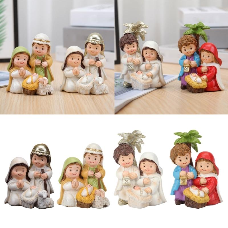 Elegant Nativity Scene Figurines Set for Christmas Home Decoration On Tables and Fireplaces Ornament