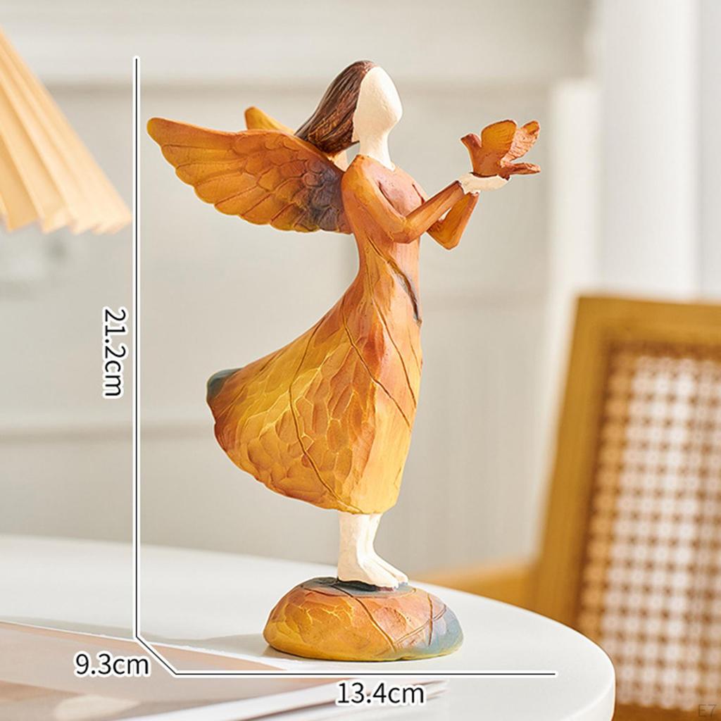 Angel Statue Figurine Art Crafts Collection Desktop Ornament Resin Sculpture for Office