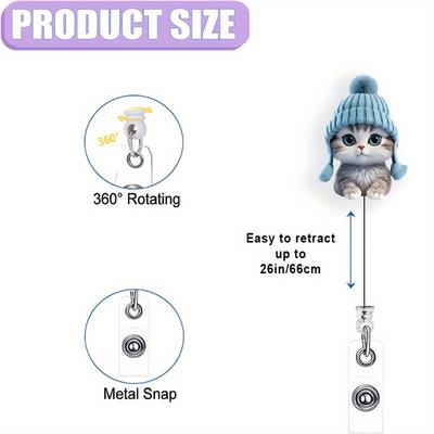 Charming Kitten Retractable Badge Clip, a Fun and Cute Accessory for Nurse Care.