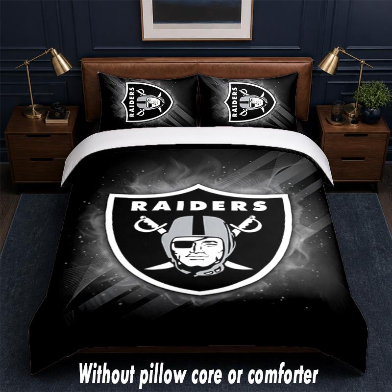 Set Biancheria da Letto Design Las Vegas Raiders 1 Copripiumino + 2 Federe Morbido Traspirante Biancheria da Letto per la Casa