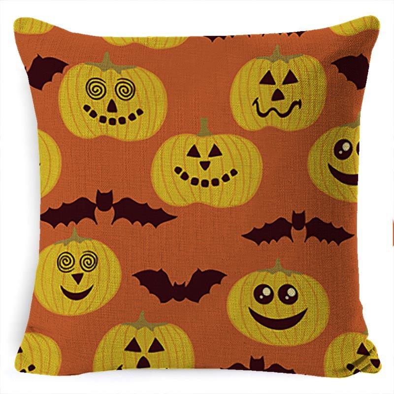 Halloween Pillow Pumpkin Little Witch Horror Cushion Linen Cushion Cover Holiday Party Pillow Cover Bed Backrest