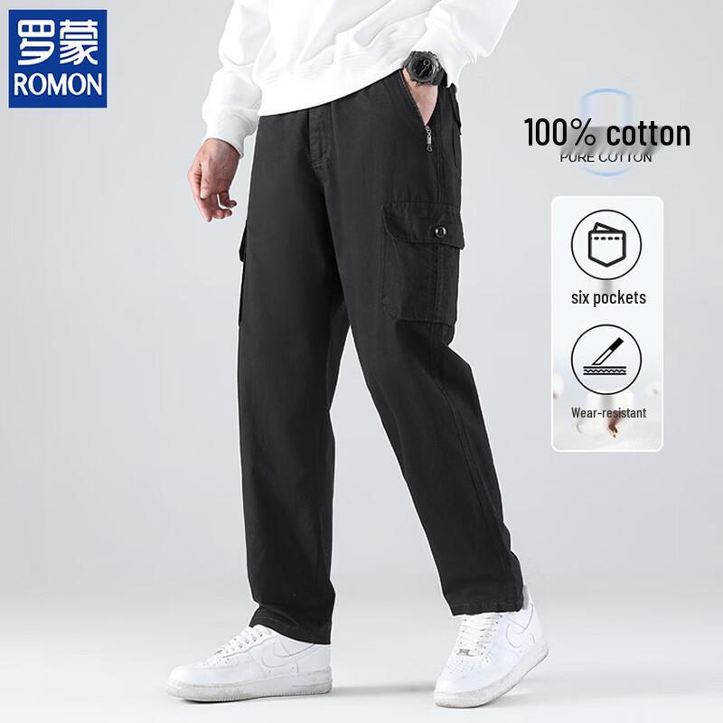 ROMON Men's Pure Cotton Multi-Pocket Casual Work Pants