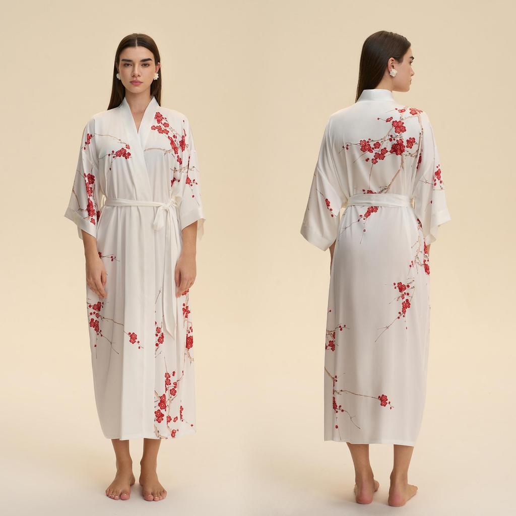 Yaoting Satin Plus Size Women's Long Sleeve Pajamas and Bathrobe Set - Spring/Fall Collection WP5021