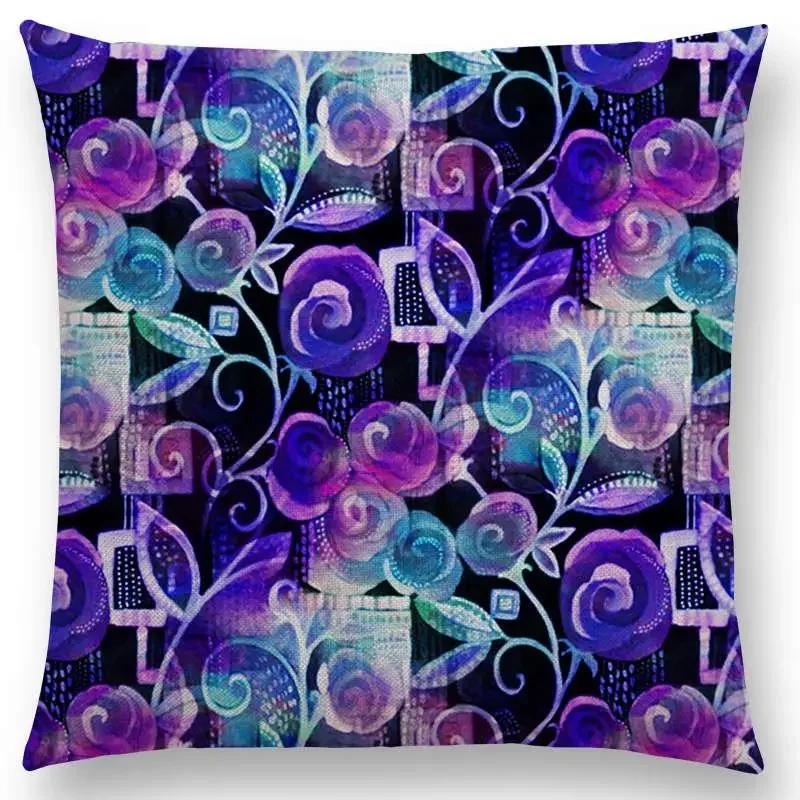 Butterfly Dream Love Flowers Sofa Throw Pillow Case Soul Heart Tulip Golden Circles Floral Stained Glass Colorful Cushion Cover