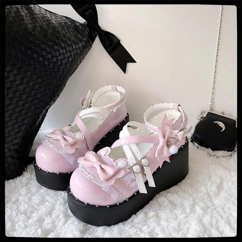 Lolita shoes 2024 spring JK with skirt cute small leather shoes platform muffin shoes sweet niche design single shoes