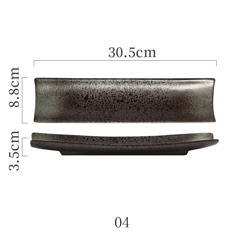 Japanese Style Ceramic Dishes Tableware Long Plate Shaped Sushi Snack Plate Barbecue Plate Sashimi Fish Plate Restaurant Plates
