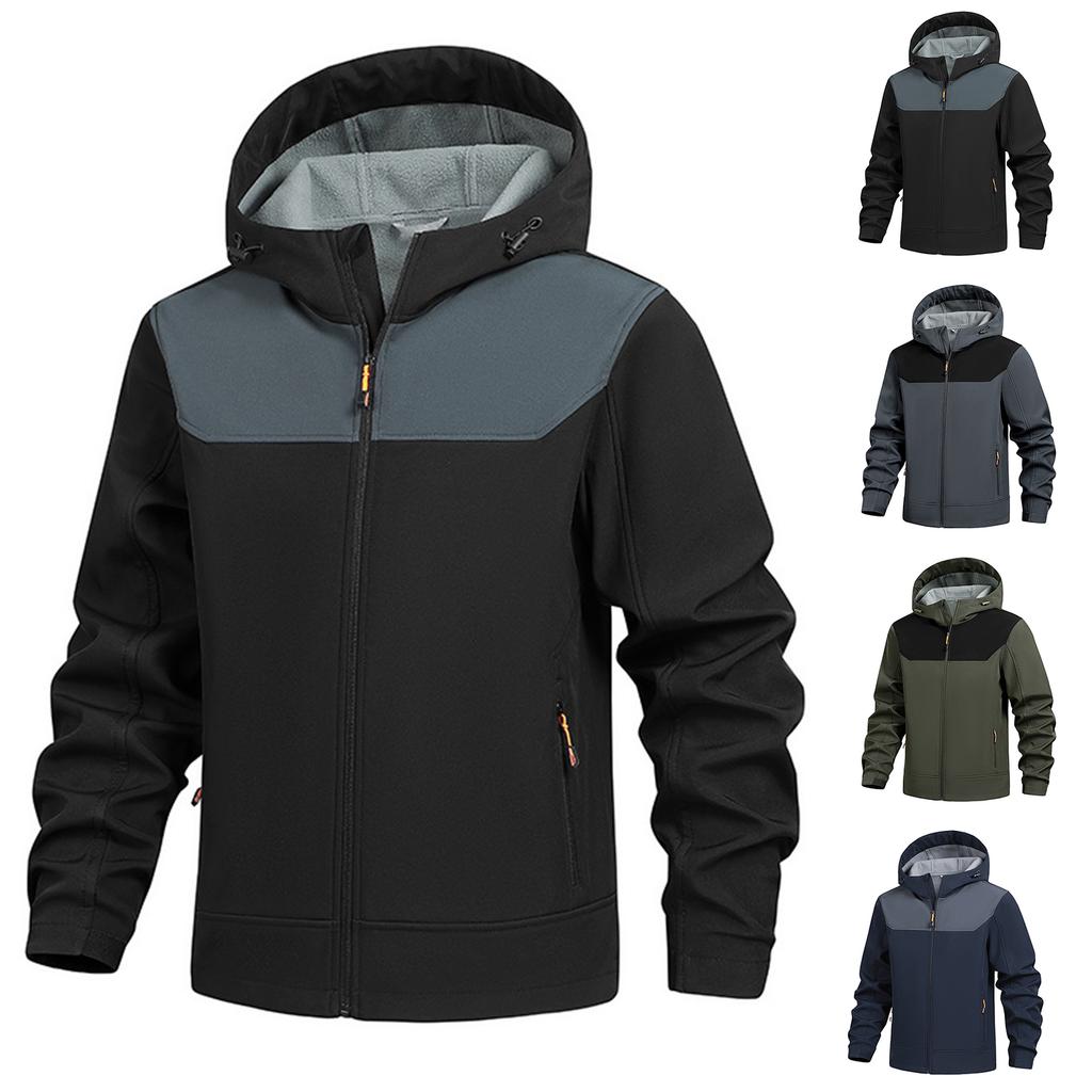 Men's Solid Color Outdoor Mountaineering Waterproof Windproof Fleece Jacket Outdoor Jacket