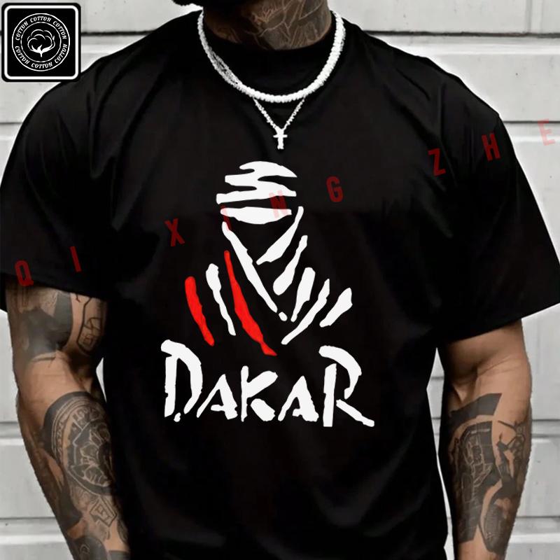 Men T Shirt Motorcycle Dakar Rally Graphic Print T-Shirt Cotton Men‘s Summer Short Sleeve Tops