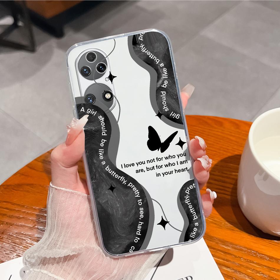 For Huawei P50 Pro P50E Phone Case Dreamy Colorful Pattern Phone Shell For Huawei P 50 Soft TPU Clear Silicone Lightweight Cover