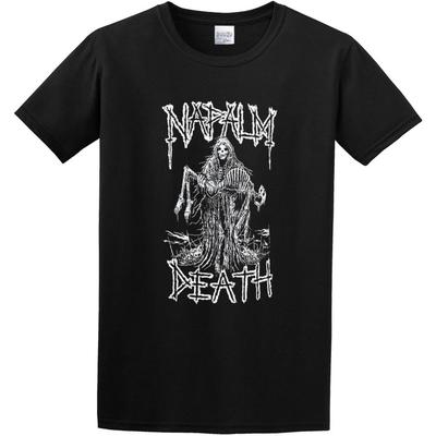 QIENWOVER Napalm Death Band Reaper Skeleton Metal Mens T-Shirt Black