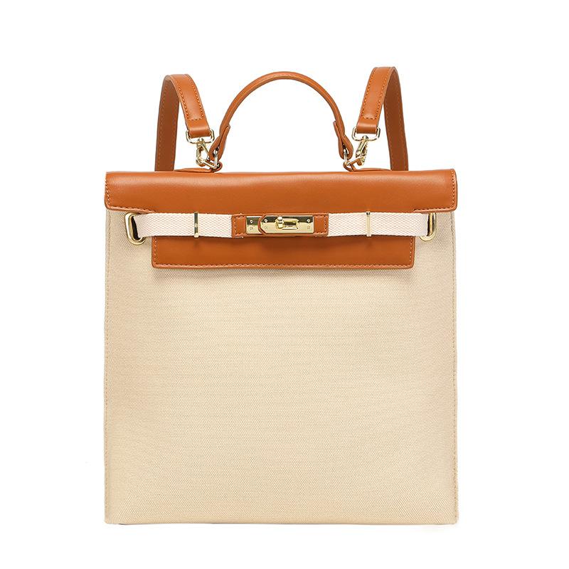 High-end niche large-capacity women's backpack, casual versatile canvas bag, 2024 new commuter shoulder handbag
