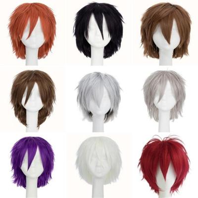 30 cm kurze, glatte Cosplay-Perücke, Anime, Tilt-Up-kompatibel, universell, allmächtig, hitzebeständig, Kunsthaarperücken + Perückenkappe