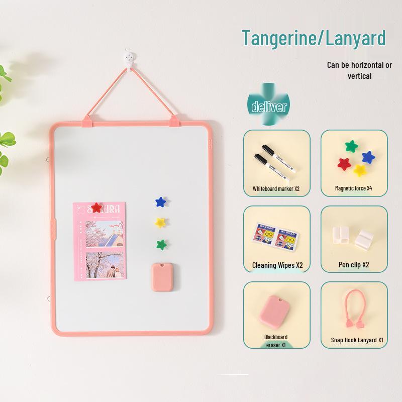 Lavagna bianca con cordino magnetico bifacciale da scrivania: Lavagna portatile per disegni e promemoria per bambini.