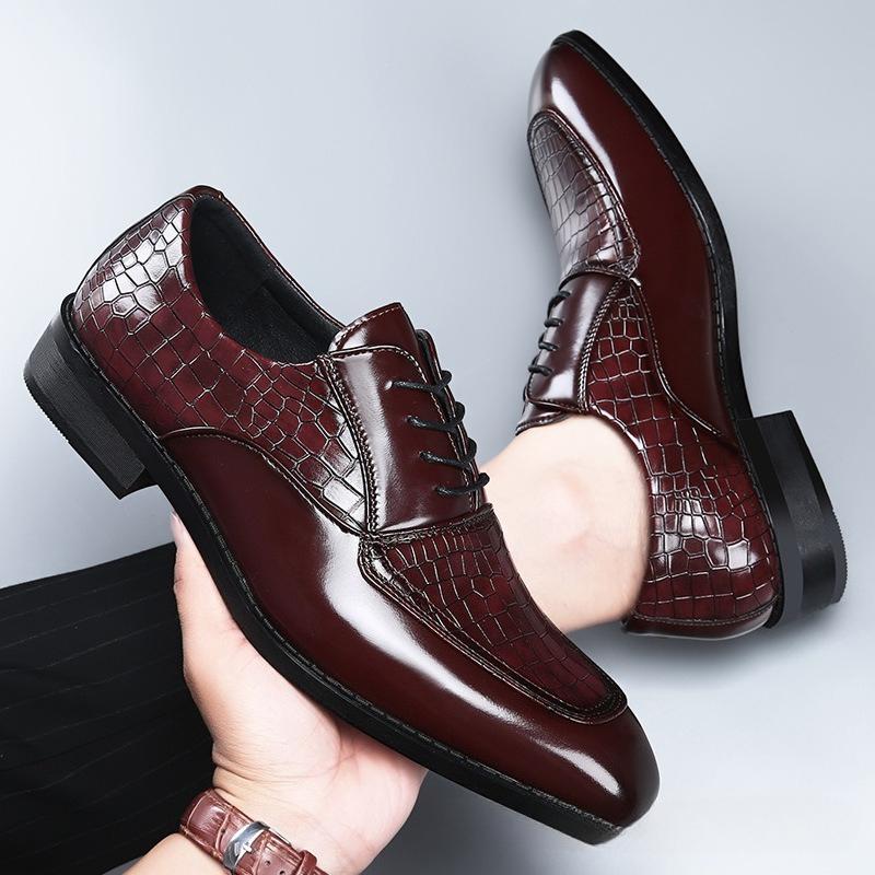 Fashion Men Oxford Shoes Luxury Crocodile Pattern Leather Shoes Lace-up Casual Business Wedding Party Shoes Business Formal Shoe