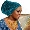 Glitter Pleated Women's Head Wraps Bonnet African Turban Cap Muslim Headscarf Bonnet Turbante mujer