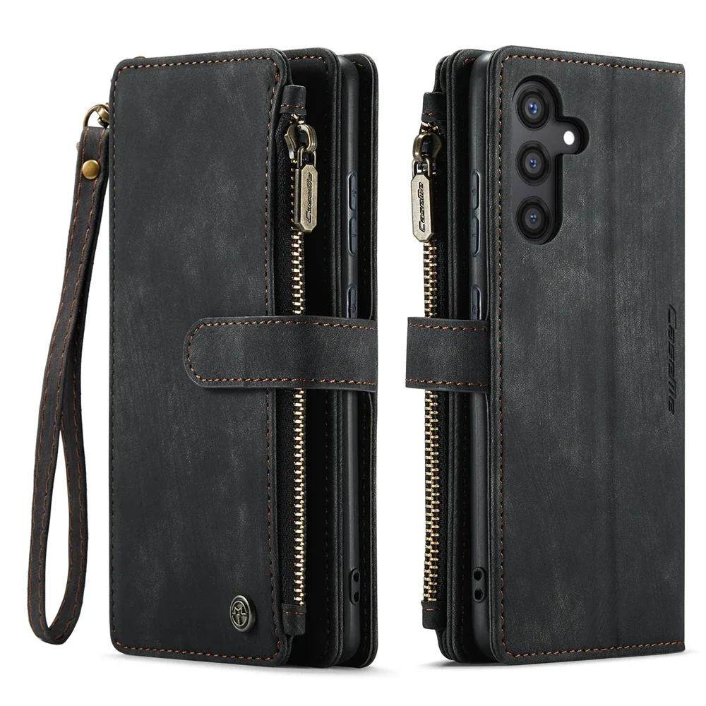 NEW Leather Wallet Mobile Case for Samsung Galaxy S25 S24 S23 Plus S22 S21 S20 Ultra A54 A55 Kickstand Flip Phone Cover Shell