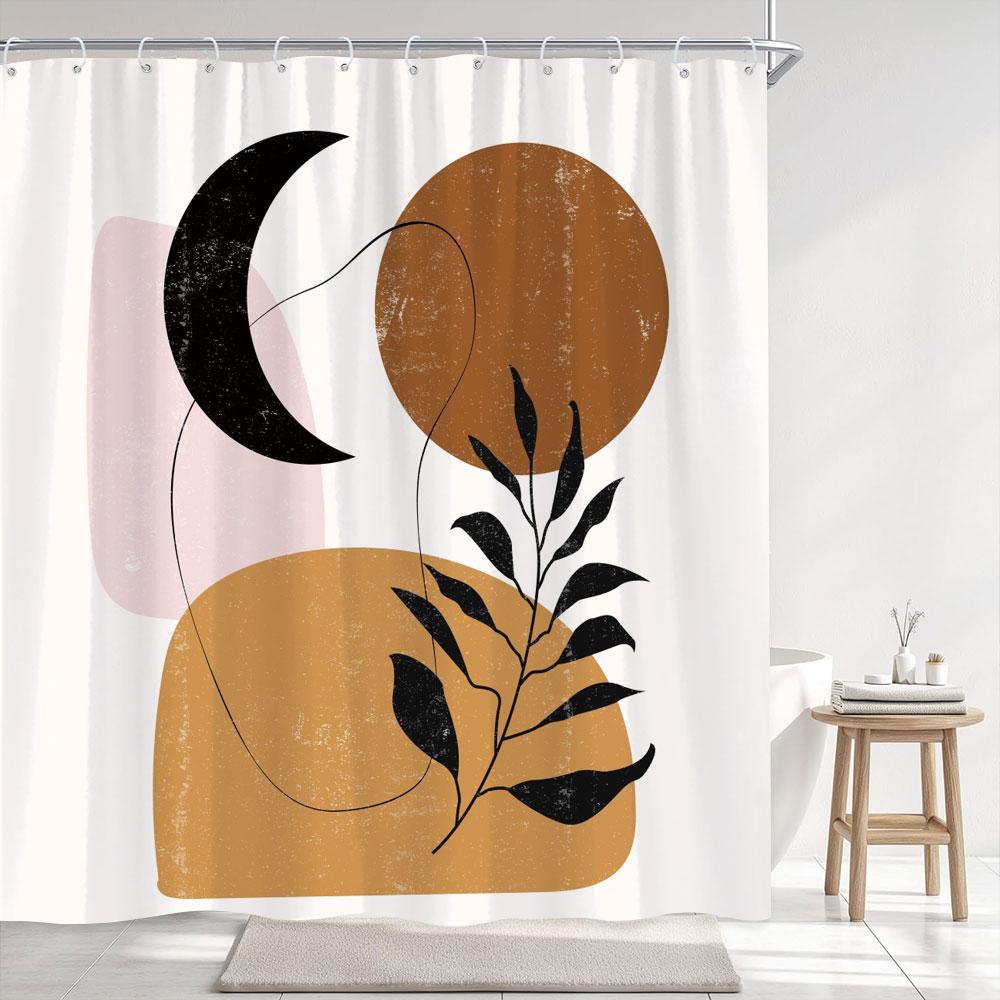 Rideau de douche imprimé style médiéval vintage Rideau de bain en tissu polyester géométrique abstrait moderne simple Décor de salle de bain