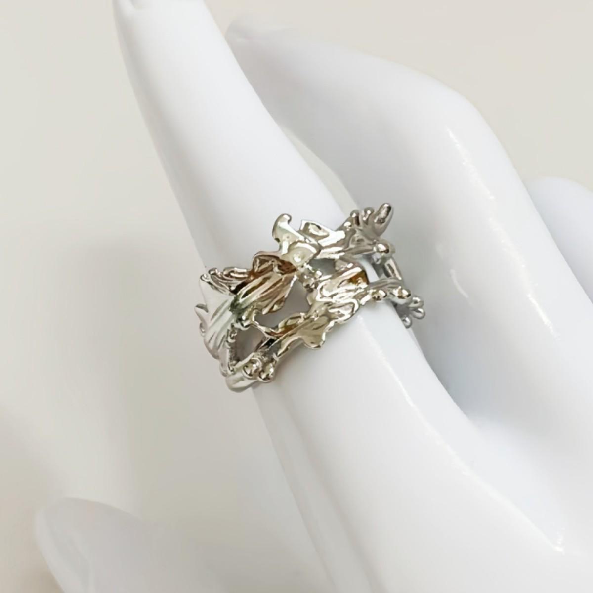 Стильное геометрическое неправильное открытое кольцо - Персонализированный дизайн ветки дерева платиновый