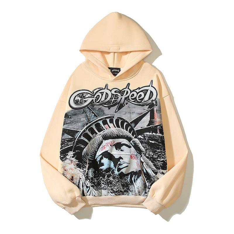Godspeed 2025 Fall Winter Cotton Hoodie Streetwear Oversized Graphic Print Sweatshirt Men