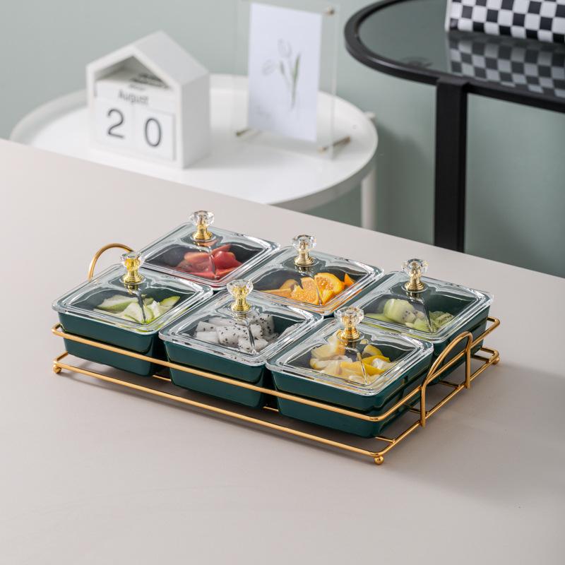 Ktv Clubhouse Fruit Plate Melamine Bar Muscle Foot Four Or Six Gongge Snack Plate Grid Barbecue Cold Vegetables Snack Plate Plate Plate