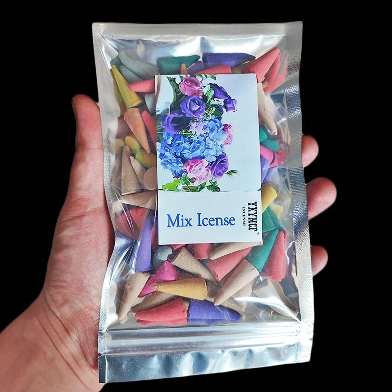 

YXYMCF 100pcs Mixed Natural Incense Cones Sandalwood Jasmine Lavender Osmanthus Meditation Tower Incense Bullet Aromatherapy Mix Incense