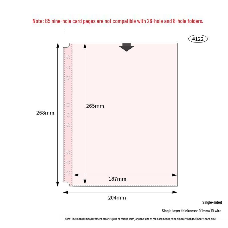 B5 Card Album with PP Transparent Inner Pages: Loose-Leaf with 1, 2, or 4 Pockets, 9-Hole Refill for Idol Card Storage