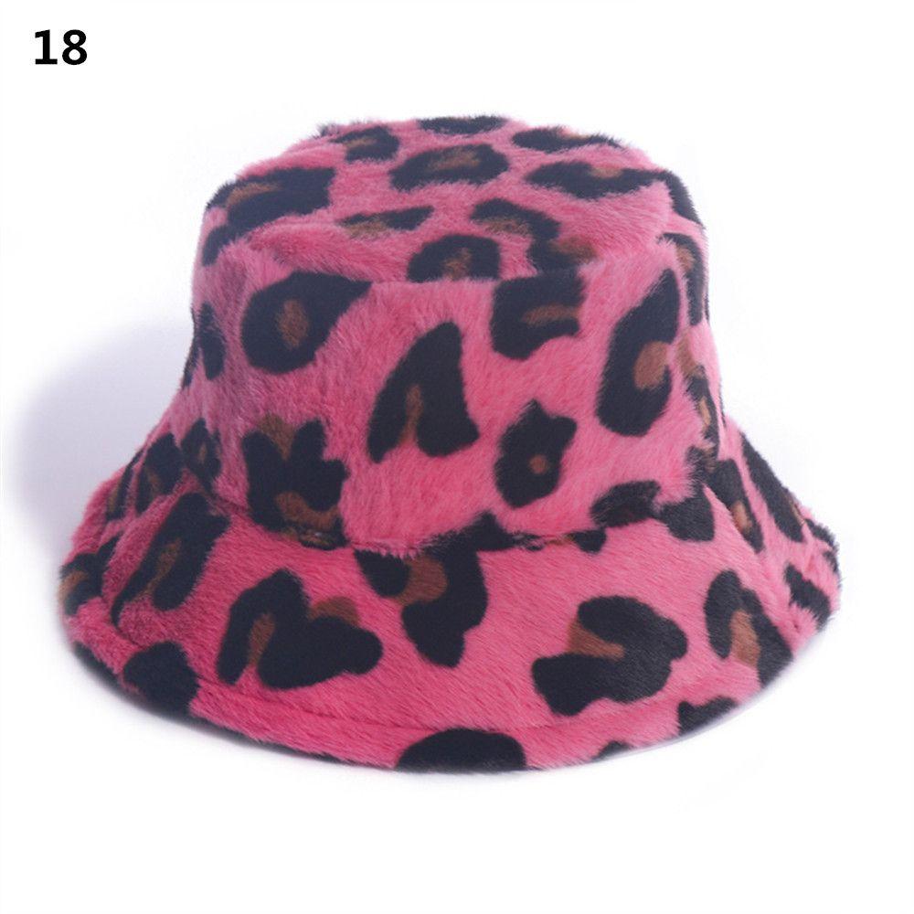 Women Winter Multicolor Rainbow Casual Cow Faux Fur Bucket Hat Fisherman Cap Cloche Hats