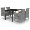 Vidaxl 5-Cz. Garden Furniture Set With Cushions, PE Rattan And Glass