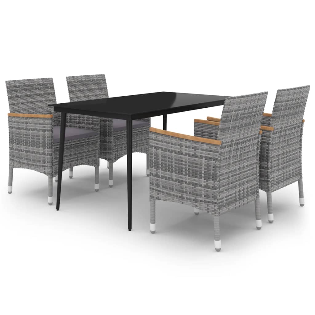 Vidaxl 5-Cz. Garden Furniture Set With Cushions, PE Rattan And Glass