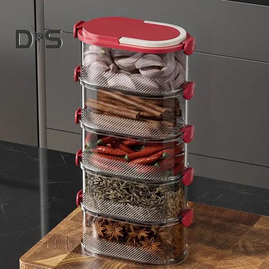 Spice Storage Box Seasoning Jar Food Grade BPA Free Large Capacity Transparent Stackable Sealed Spice Organizer