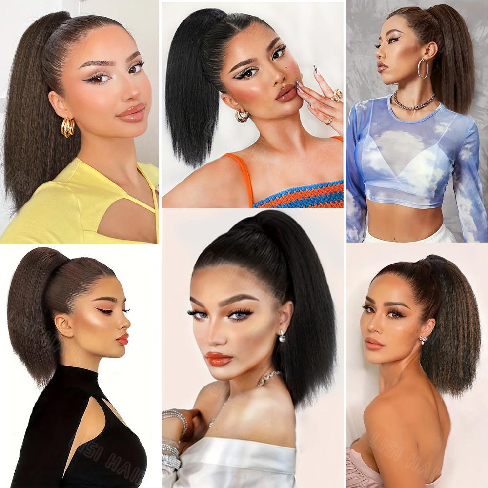 LISI HAIR Synthetic Short Straight Claw Ponytail Wig Extensions Natural Fluffy Ponytail For Women Cosplay Wear