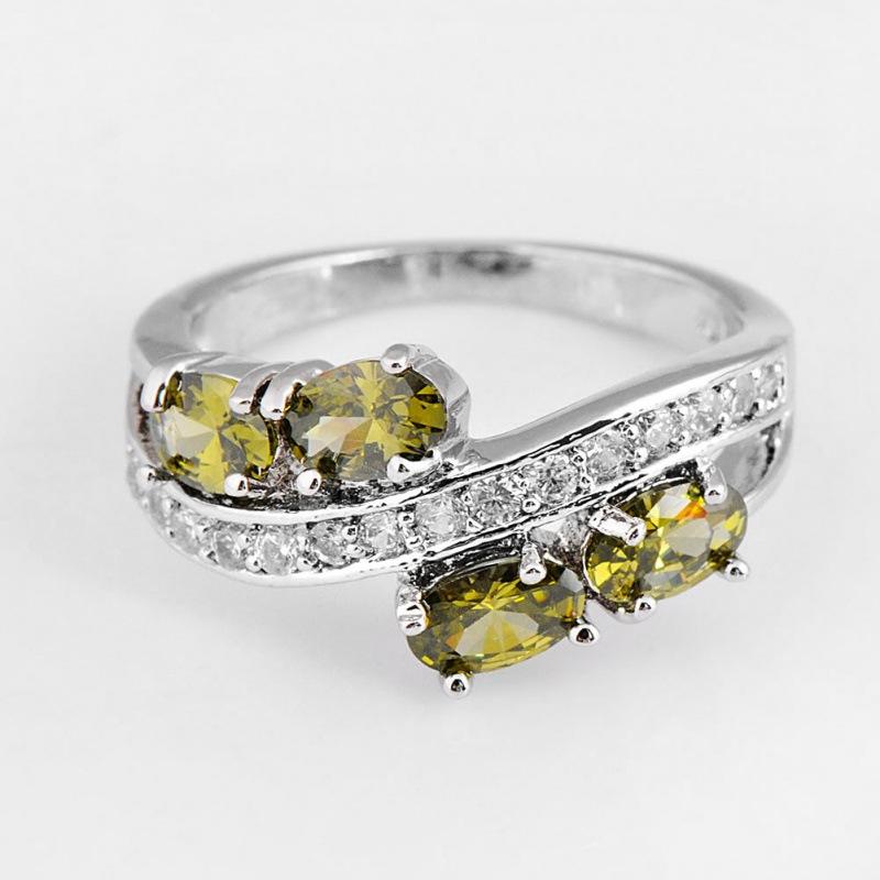 wih four-claw opal diamond-encrusted geometric diamond ring retro simple personalized ring no. 6