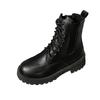 Women's boots medium heel round head cut west boots 2025 autumn new Korean version patent leather women's shoes comfortable Martin boots