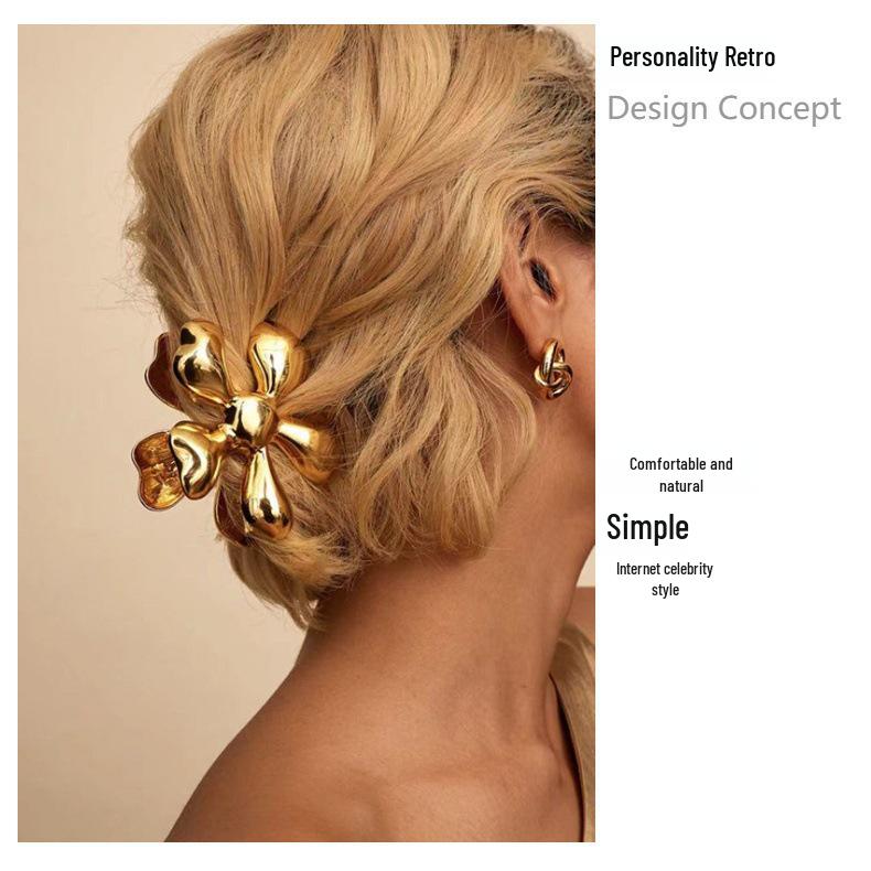 European Style Flower Hair Clip: Eco-friendly Alloy Shark Clip for Women