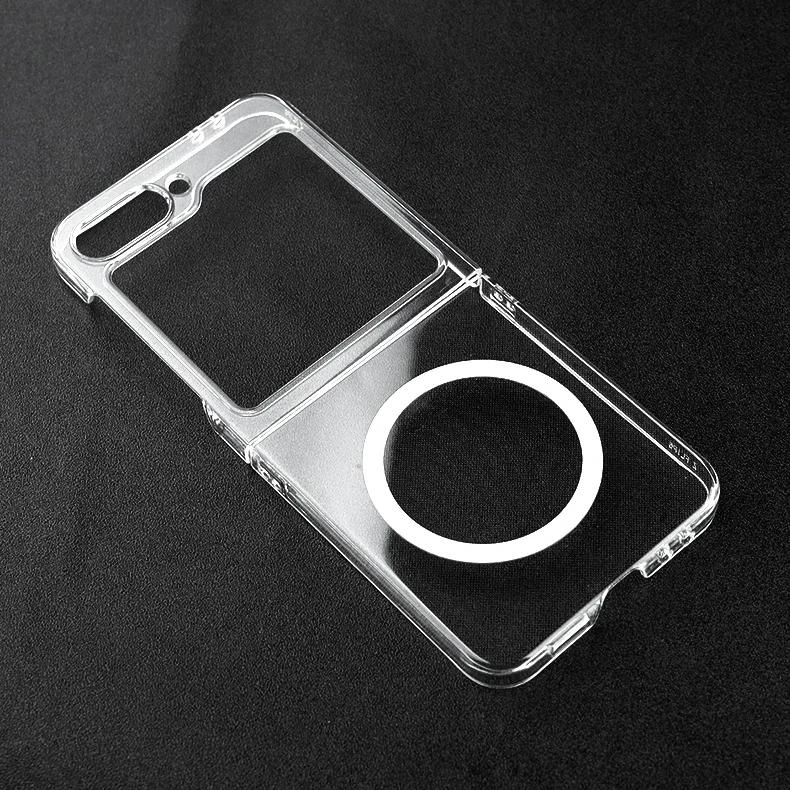 

Fashion Simple Transparent Magnetic Charge Phone Case For Samsung Galaxy Z Flip 7 6 5 4 3 Non-yellowing Shockproof Protect Cover Galaxy Z Flip7