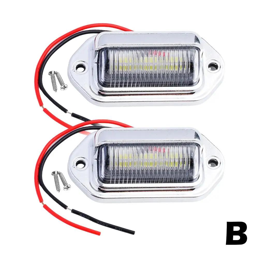 2PCS 6 LED License Plate Light for Car SUV Truck Trailer Van White Bulbs Tag Step Lamp Replacement Accessories