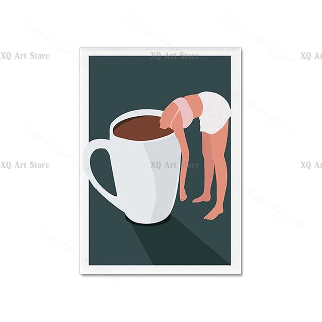 Nordic Poster Pool Party Swim Diving Bathtub Coffee Girl Abstract Wall Art Print Canvas Painting Decor Pictures Living Room Home