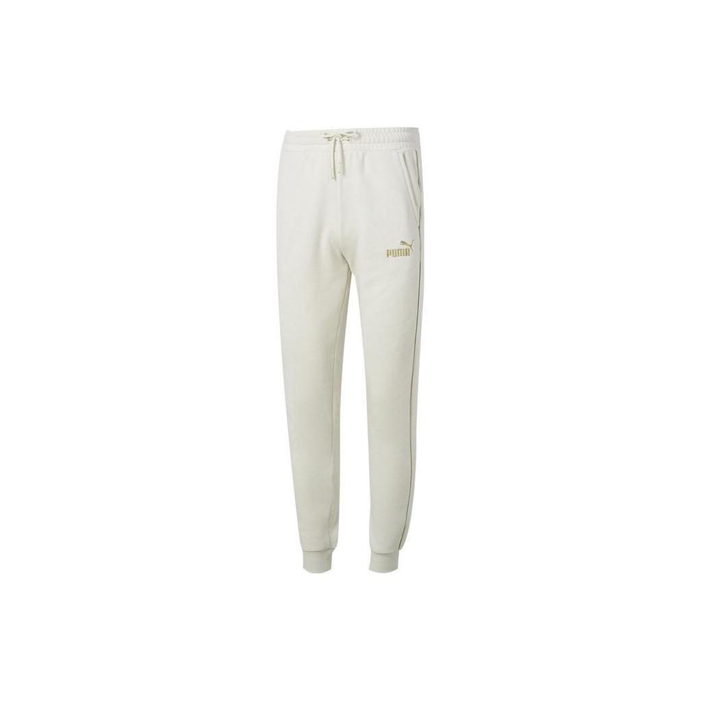 PUMA Solid Color Casual Tapered Knit Sports Pants Men bottoms Off-White 680307-87