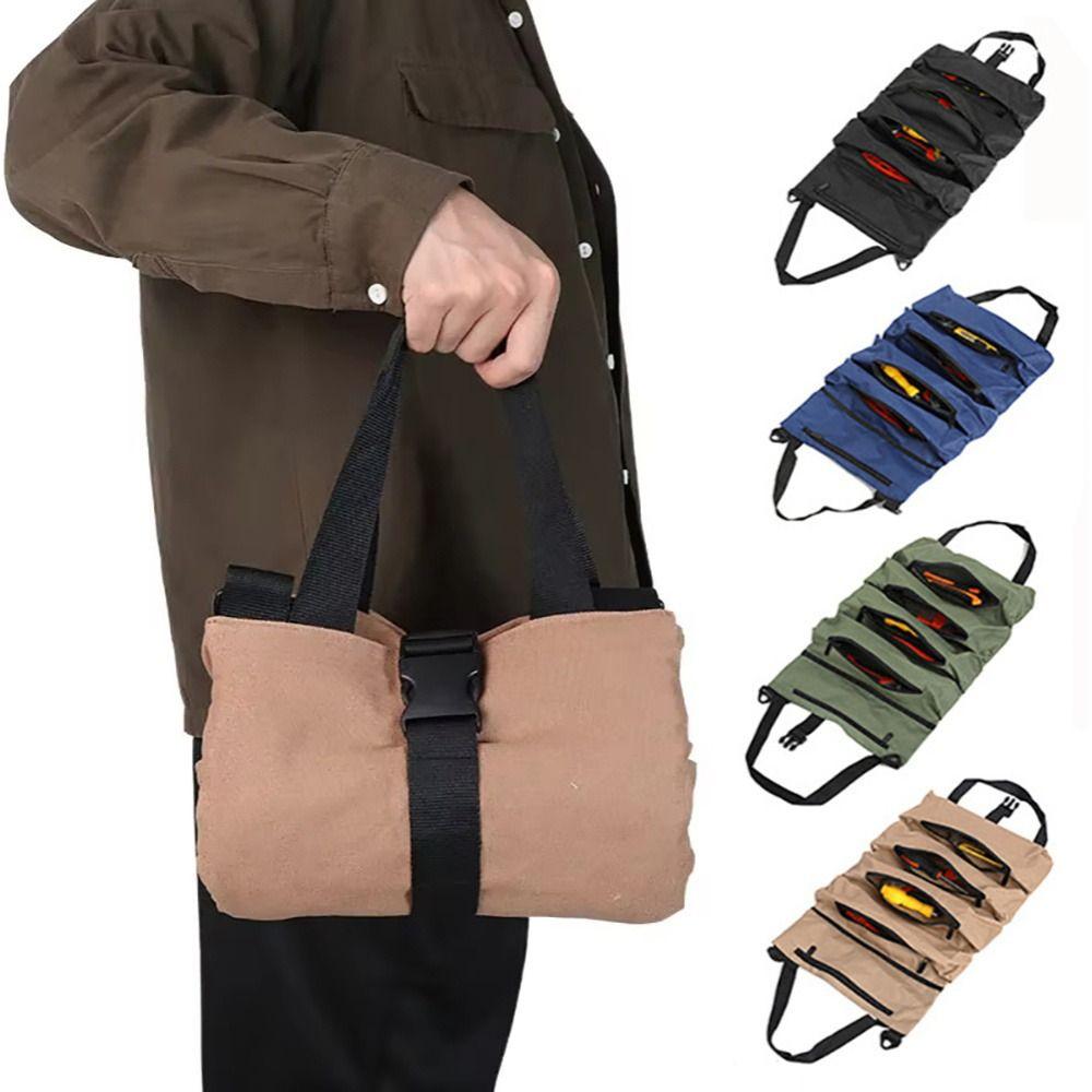 

1Pcs Canvas Toolkit Storage Bag Portable Wrench Tool Organizer Bucket Car Automotive Motorcycle Blue