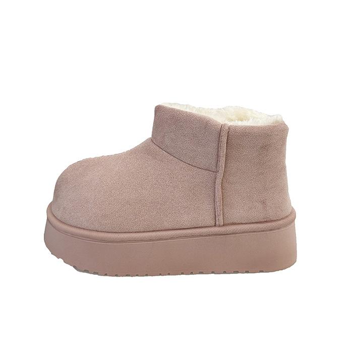 Thick-soled short snow boots women's fur integrated 2025 autumn and winter new piled thickened cotton boots bread Northeast cotton shoes