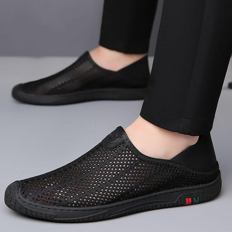 Neuankömmling Sommermode Herren Luftatmungsaktives Mesh Komfort Freizeitschuhe Slipper Männlich Hochzeitskleid Heimkehrschuhe