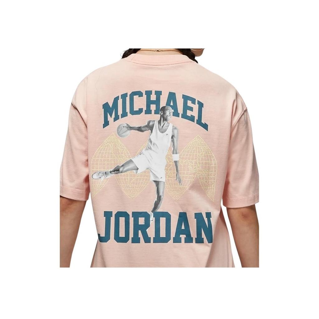 Jordan Letter Logo Graphic Vintage Crew Neck Short Sleeve T-Shirt Women Tops Orange Pink DO5015-800