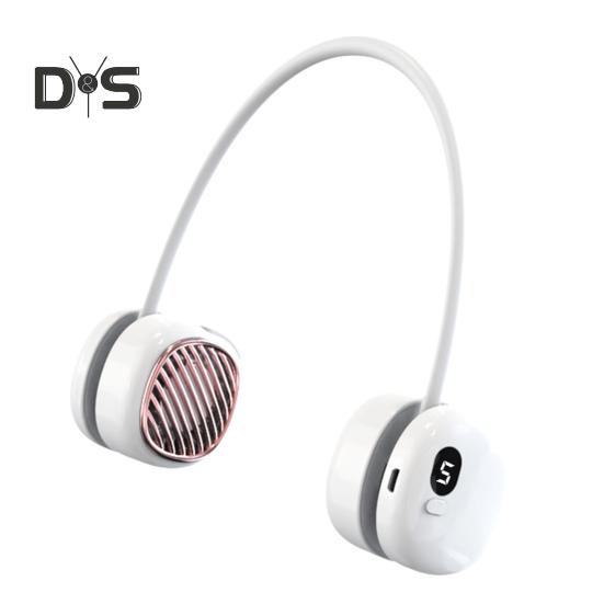 

Безлистный подвесной шейный вентилятор с цифровым дисплеем, 5 скоростей, 360-градусный мощный воздушный поток, перезаряжаемый портативный ленивый шейный вентилятор белый