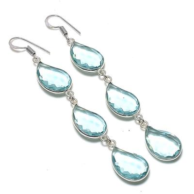 Grüner Amethyst Edelstein Handgefertigt 925 Sterling Silber Schmuck Ohrring 3.39" N4C15